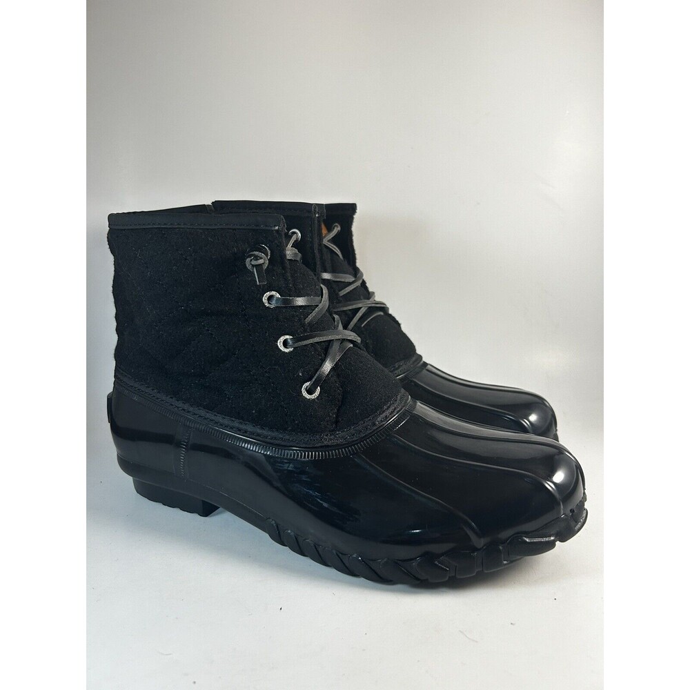 Nautica Wooley Duck Boots All Black Barely Worn Snow Rain Rubber Boots Size 10